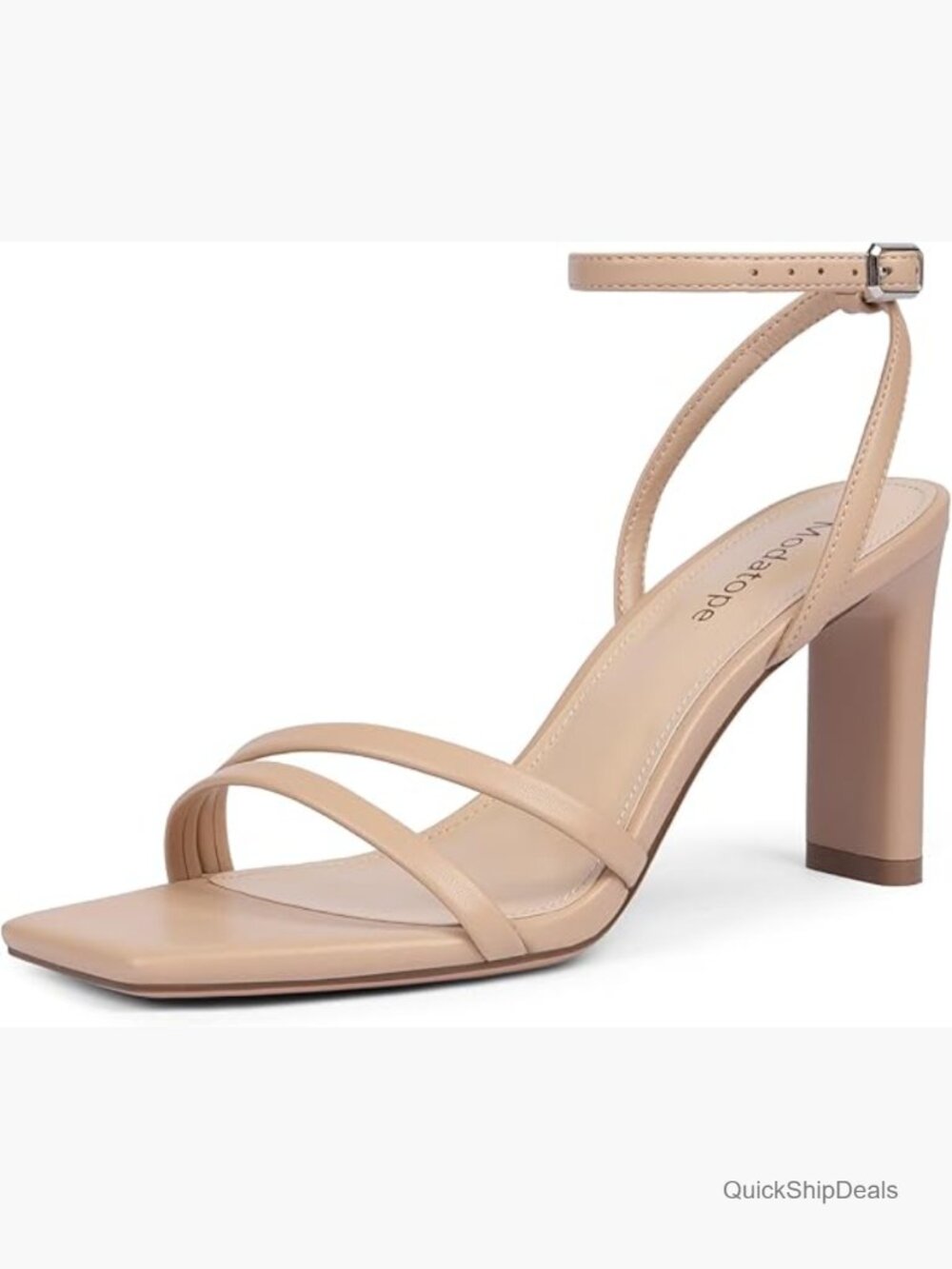 Faux Leather Strappy High Heel Sandals with Square Open Toe